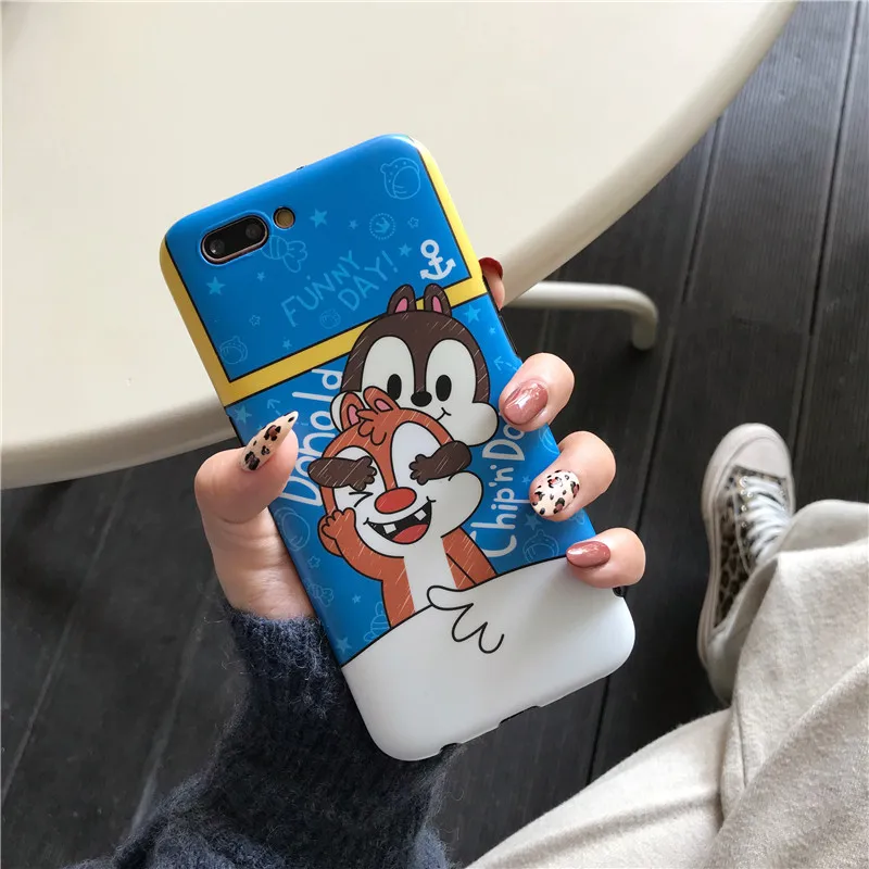 JAMULAR Cute Squirrel Phone Case For iPhone 7 XR XS MAX X 8 6s 6 Plus Cartoon Chip Dale Popcorn Soft IMD Back Cover |
