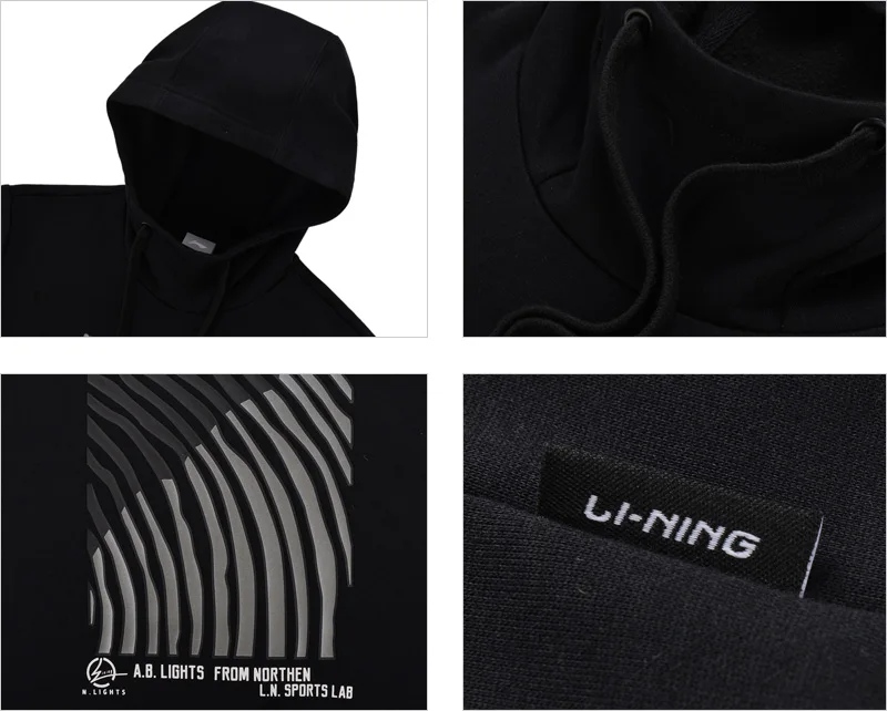 Li-Ning мужской трендовый свитер, теплый, обычный крой, 66% полиэстер, 34% хлопок, подкладка, спортивные топы AWDM725 MWW1357