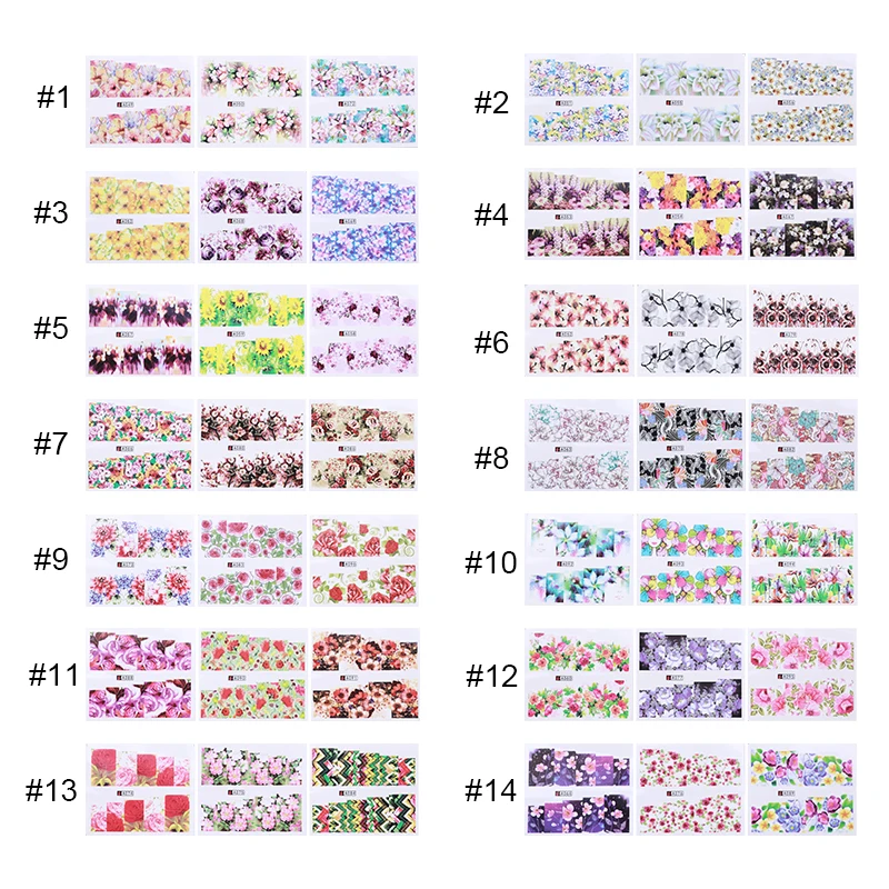 3 листа наклейки для ногтей набор цветок серии клей Роза Маргаритка переводные