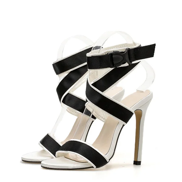 Сандалии-гладиаторы на высоком каблуке со шнуровкой и перекрестными ремешками