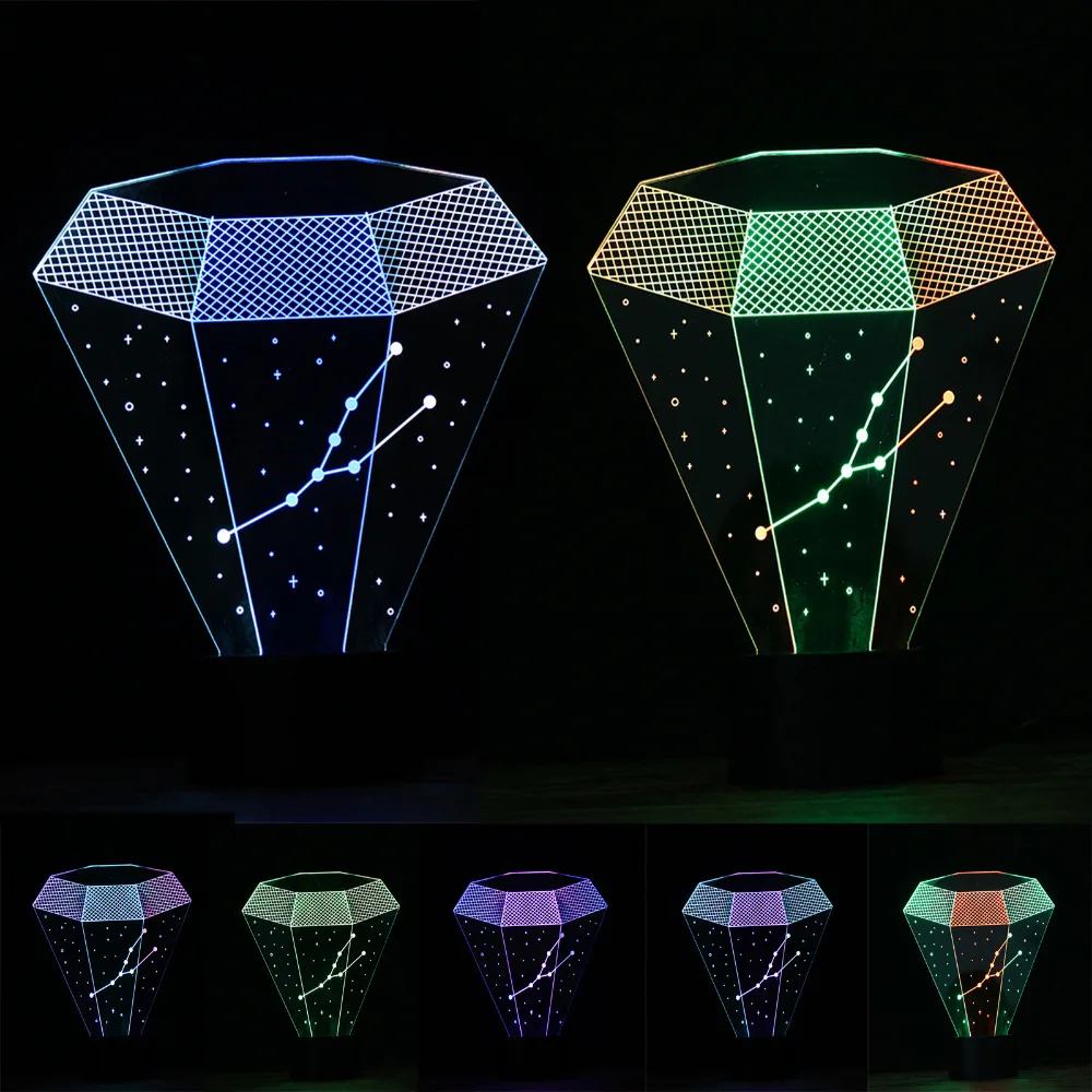 Новое изобретение щетка для 3D зодиака Рак созвездий светодиодный ночной
