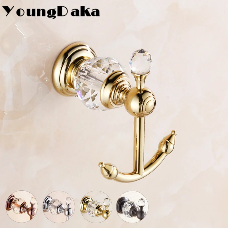 Современный роскошный стиль Хрустальный латунный золотой крючок для халата