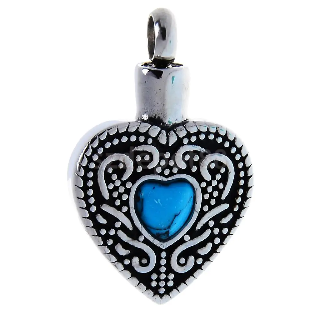 Искусственный синий урна в виде сердца ожерелье Keepsake мемориальное для кремации
