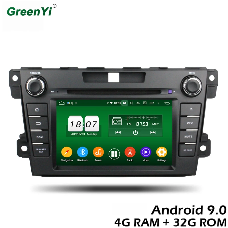 GreenYi 4G ram Android 9 0 автомобильный DVD для Mazda CX 7 CX7 2012 2013 Восьмиядерный 32G rom радио gps