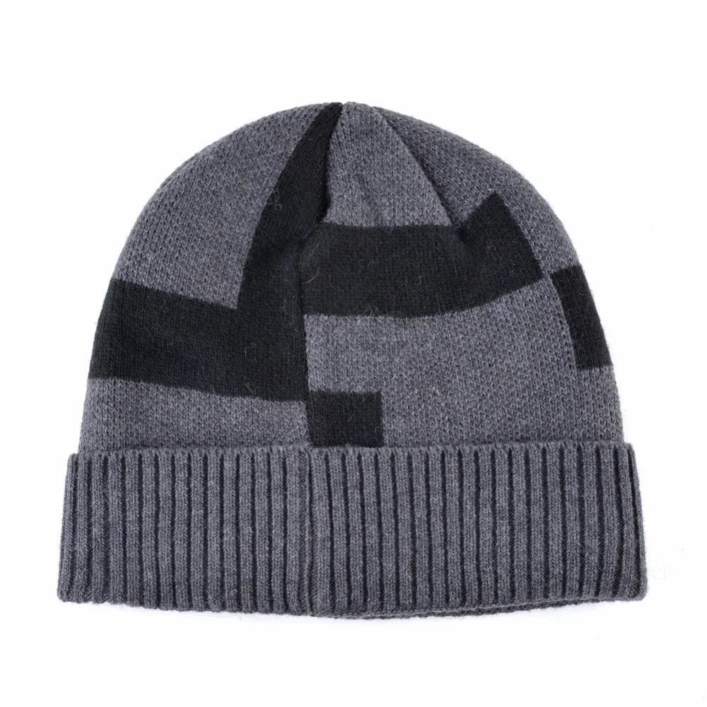 Зимняя вязаная шапка мужская модная вязальная шерсть шапочки бини для мужчин