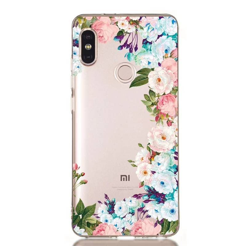 Чехол для Xiaomi Redmi Note 5 Pro прозрачный чехол из ТПУ с цветочным рисунком Ультратонкий