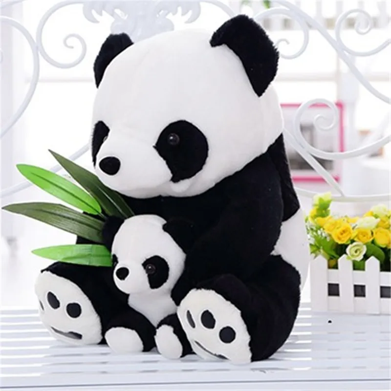 1 шт. 25 см сидя мать и сын панда плюшевые игрушки бамбуковые куклы-панды мягкие
