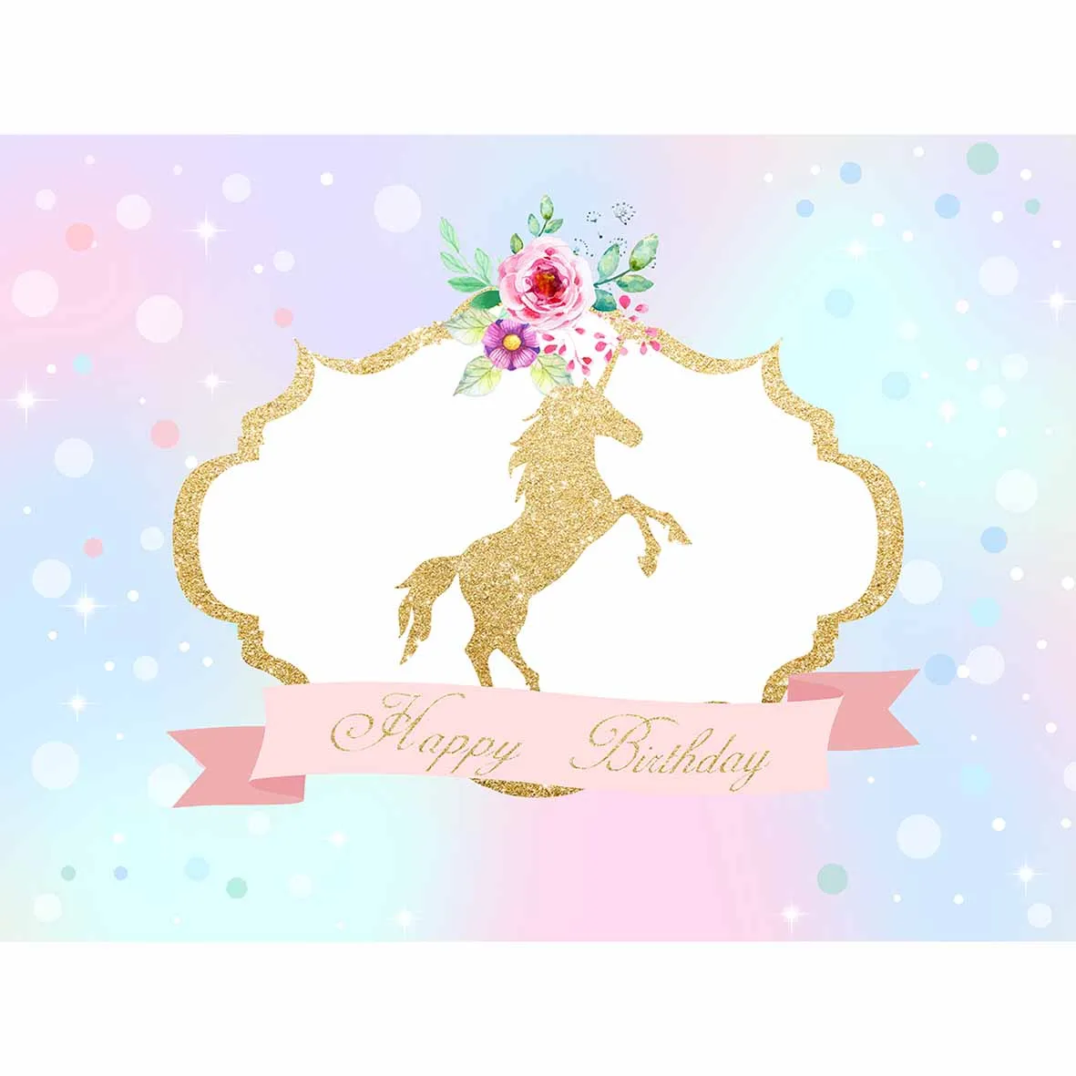 Allenjoy фоны для фотосъемки Золотой Единорог Цветы День Рождения фон красочные