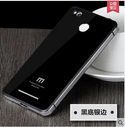 sliver-black Для Xiaomi Redmi 3s Чехол, Роскошный Алюминиевый металлический каркас и закаленное стекло задняя крышка чехол для телефона Xiaomi Redmi 3s - Цвет: sliver-black
