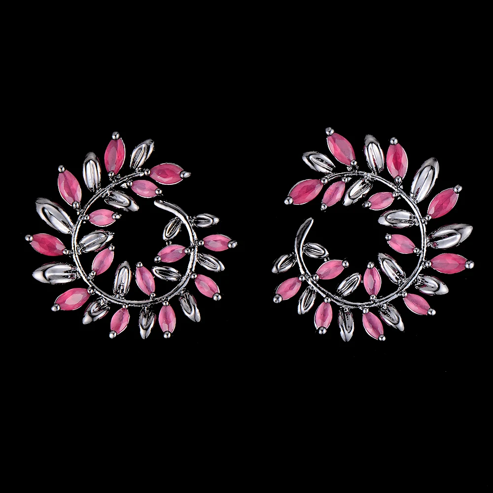 SISCATHY 2019 New Fashion Jewelry African Dubai Style Cubic Zirconia Earrings For Women Flower Cute Girls Stud 3Colors | Украшения и