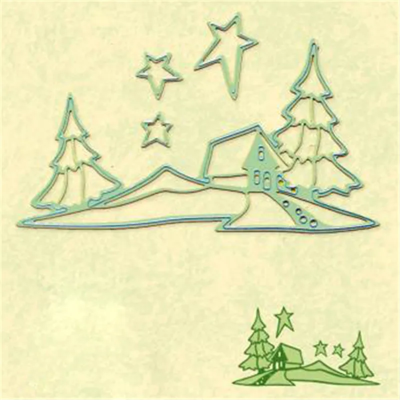 Ufurty домик в лесу край границы металла резки штампы вырезать Крафтовая окраска