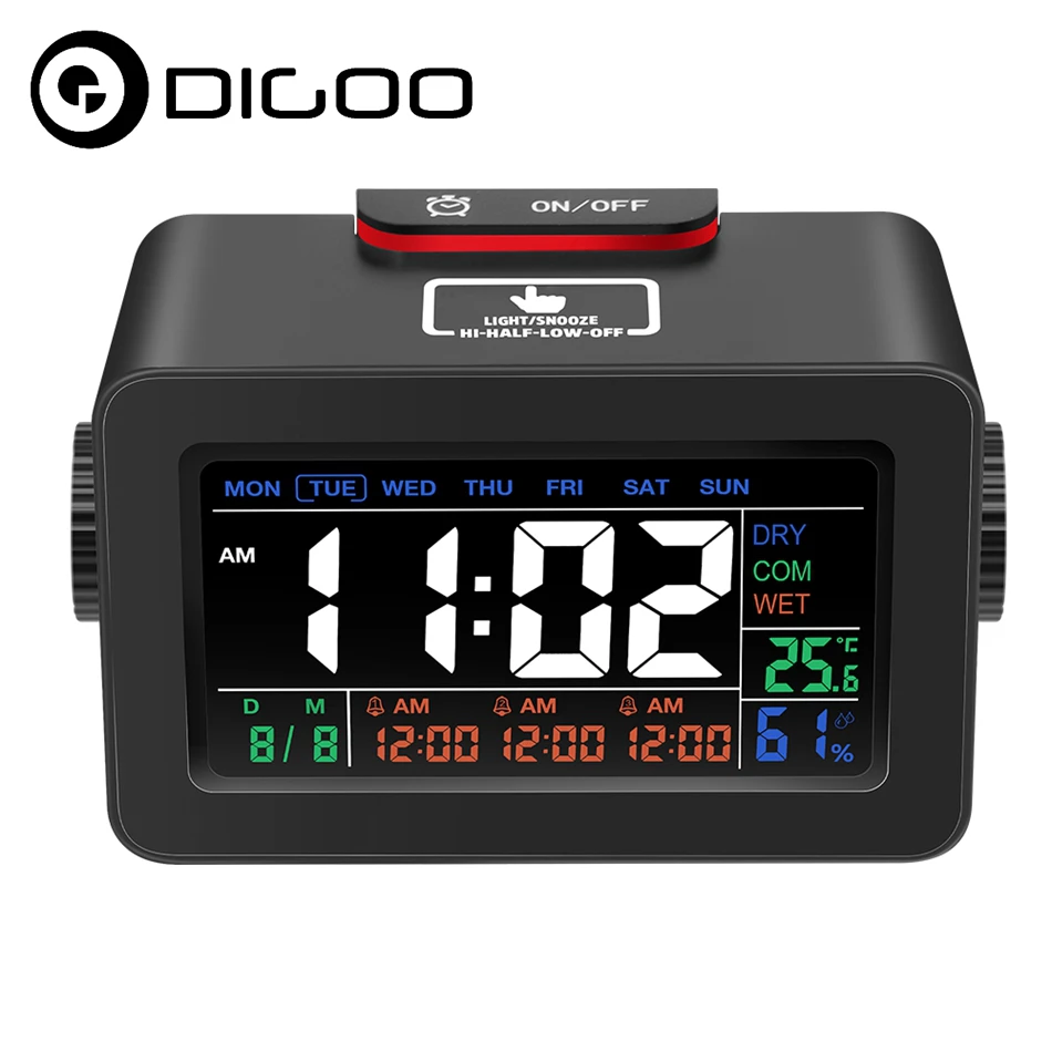 Digoo DG C1R NF черный упрощенный тревоги Clo ck метеостанции Подсветка с Температура