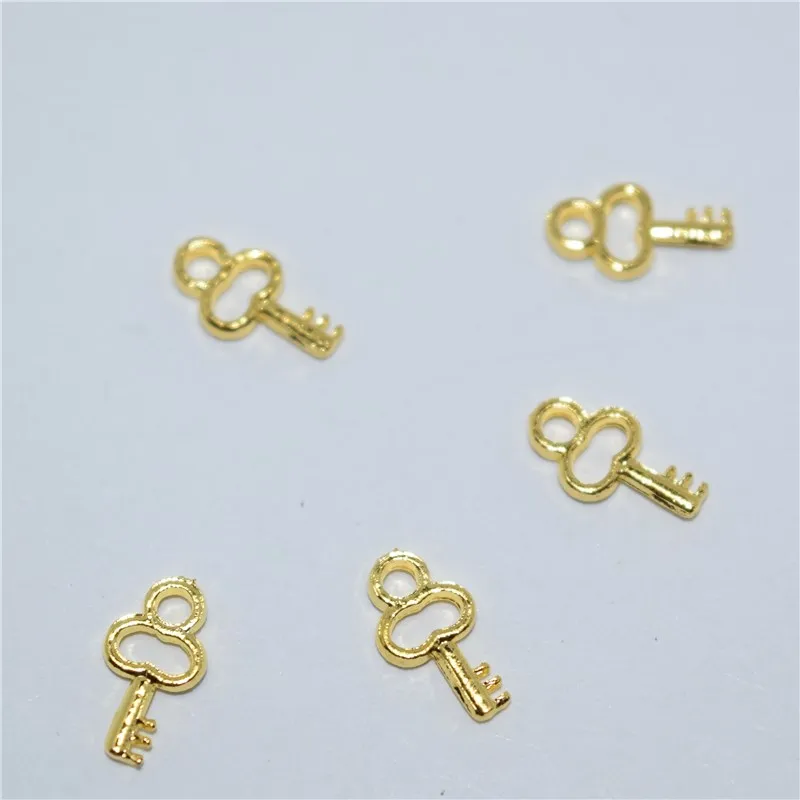 50 шт. новый золотой ключ 3D металлический сплав для маникюра искусство украшения