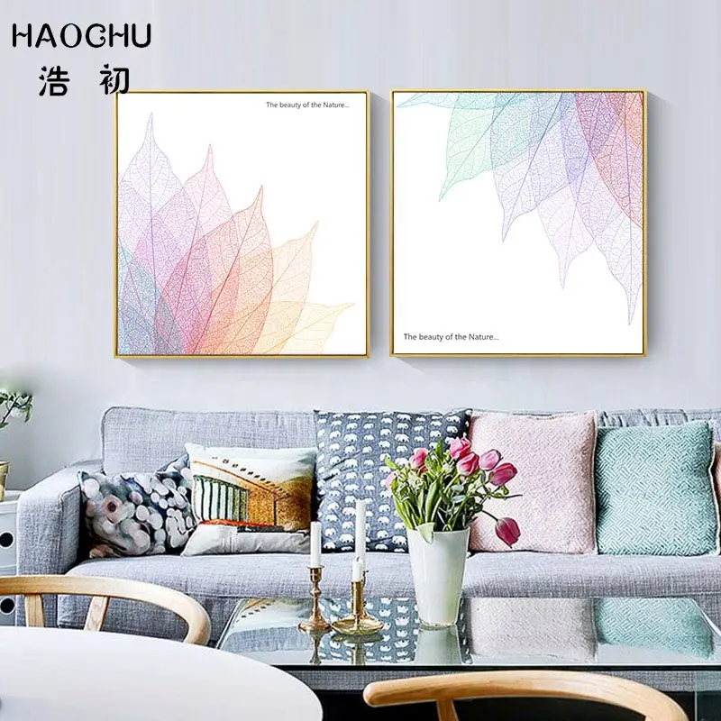 HAOCHU красавица природы буквы Декор картина простой цвет лист холст живопись для