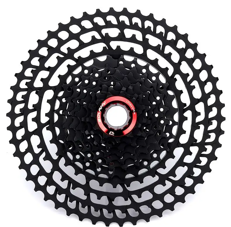 BOLANY MTB 11 скоростная черная кассета 11-50 T 375g Сверхлегкий велосипед 7075 из алюминиевого сплава Freewheel детали горного велосипеда - Цвет: Red cover 11S 50T