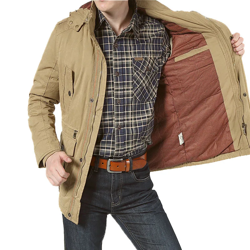 Брендовая Зимняя парка Мужская Толстая теплая куртка с капюшоном и воротником в