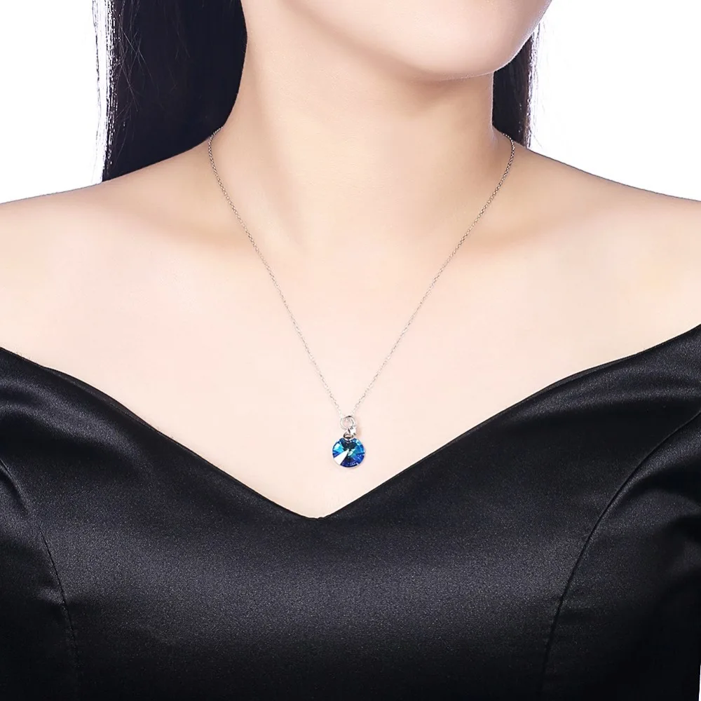 Женское Ожерелье с кристаллами Swarovski LEKANI белое розовое голубое круглое ожерелье