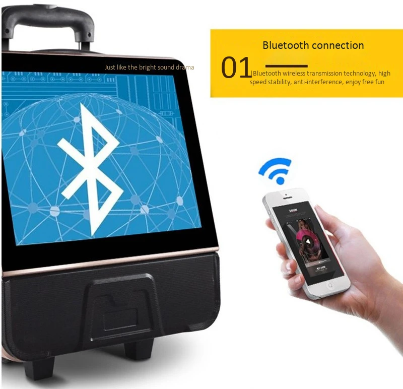 Открытый Портативный Видео Аудио Динамик bluetooth Wi-Fi тележка Звук Музыкальный плеер караоке машина зарядка MP3 беспроводной микрофон