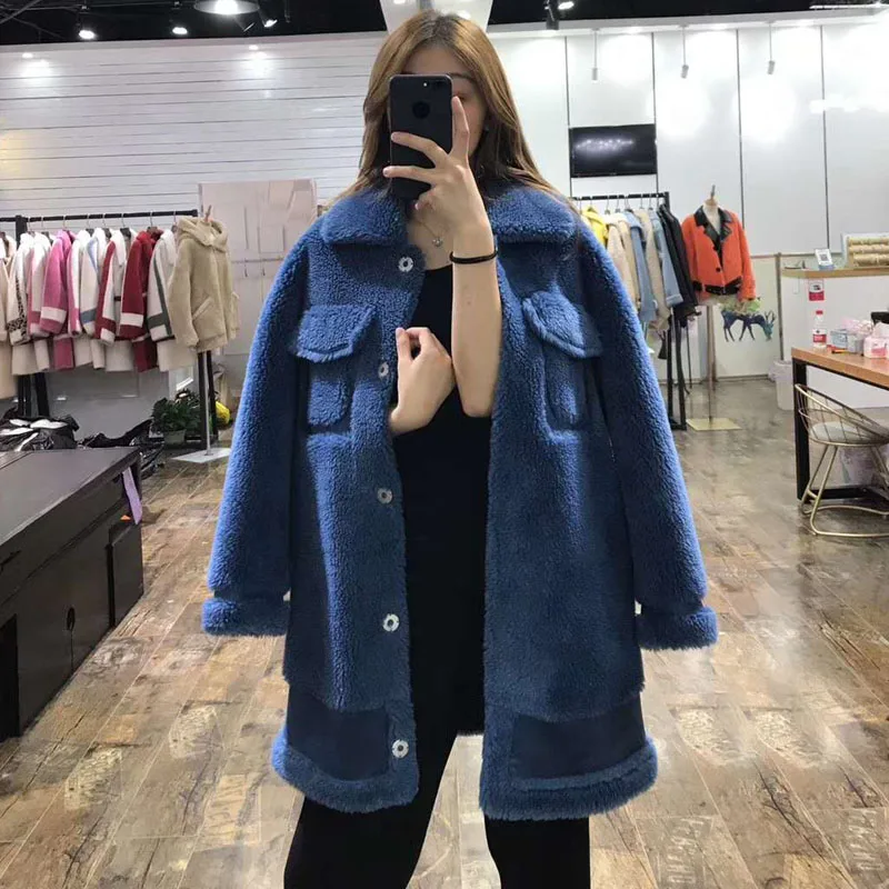 Высокое качество abrigos mujer 70% куртка из натурального шерстяного меха искусственная кожа Праздничная женская одежда зимняя парка овечий мех длинная корейский стиль