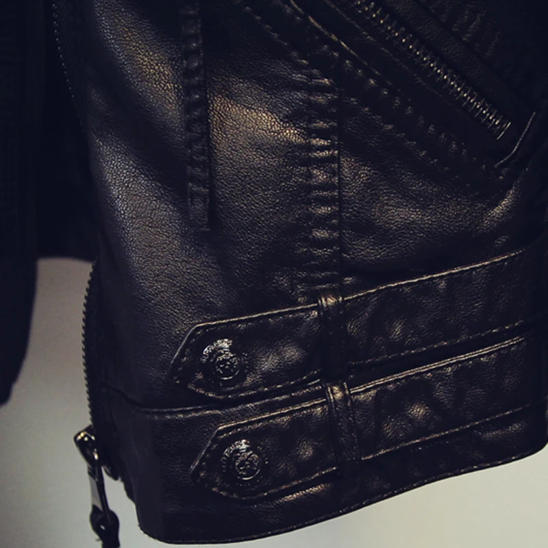 Весенние автомобильные кожаные куртки для девочек женские черные замшевые