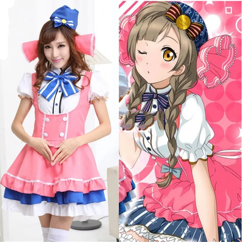 Японское аниме Love Live! Женское платье для косплея Live милая Униформа горничной