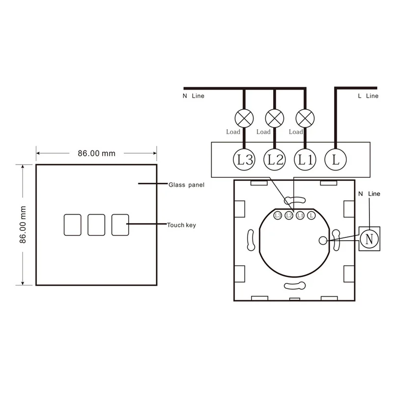 2019 Горячая продажа ЕС стандартный сенсорный выключатель 2 банды 1 способ Кристалл