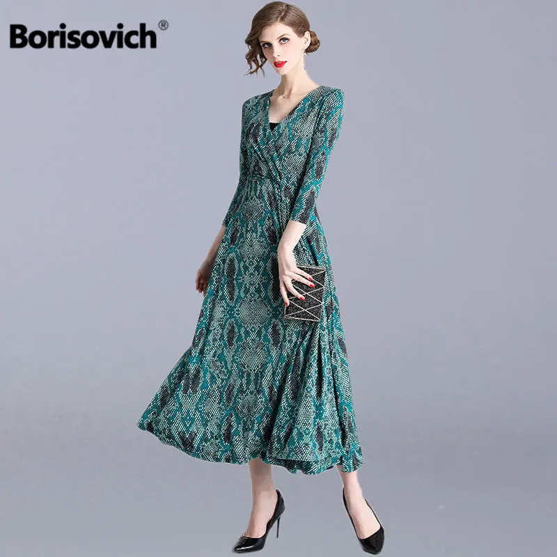 Женское длинное платье с v образным вырезом Borisovich элегантное вечернее
