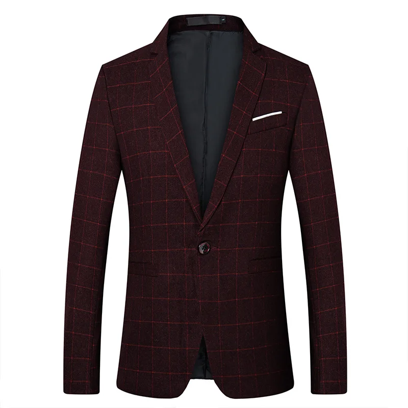 Роскошный Золотой клетчатый блейзер с принтом Masculino приталенный Мужской Блейзер