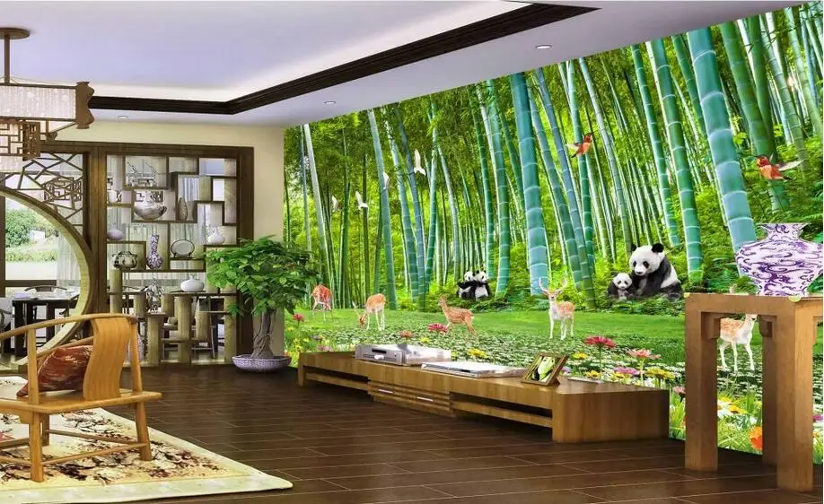 Пользовательские фото 3d обои Нетканые настенные стикеры бамбуковая панда