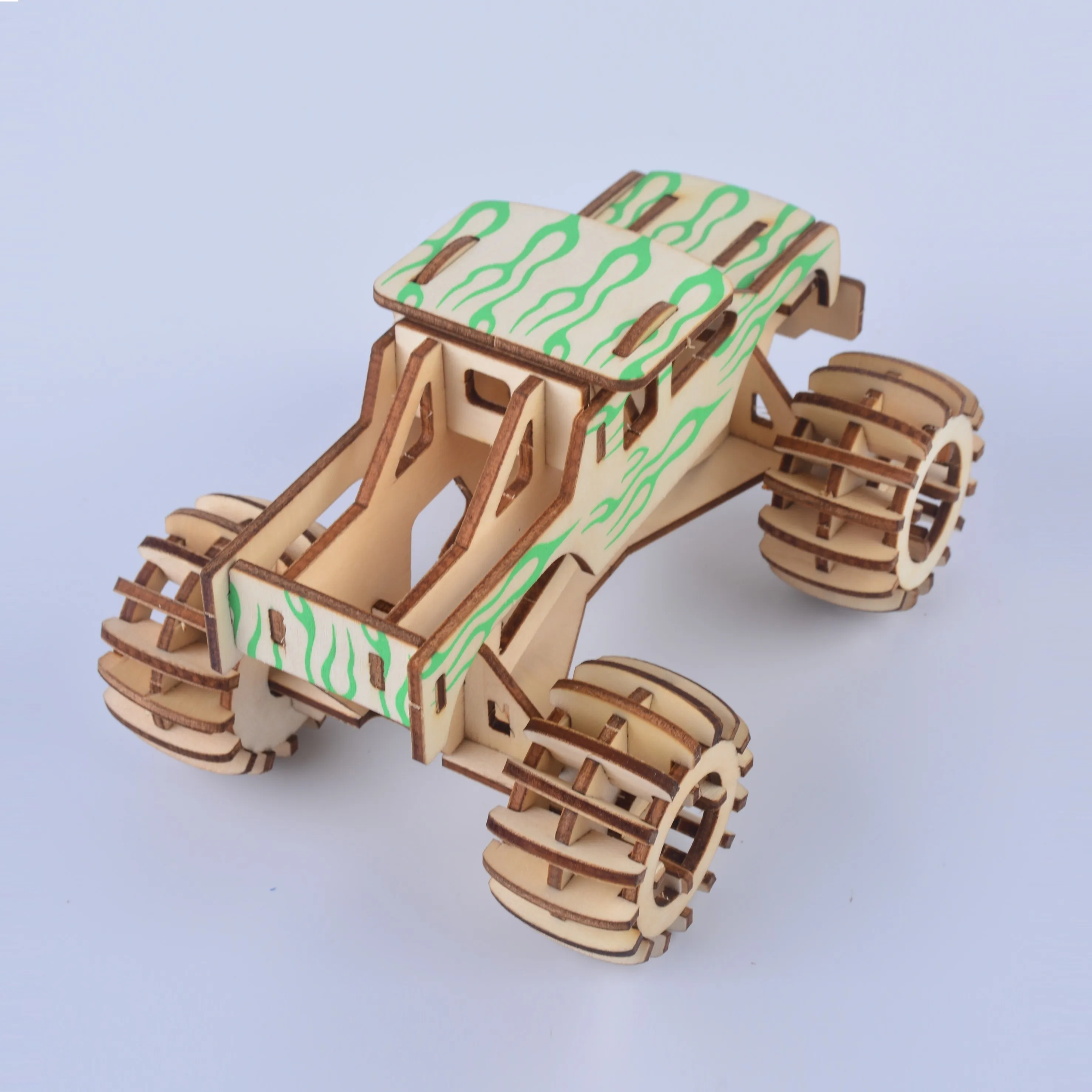 Лазерная резка 3D деревянная головоломка автомобиль монстр грузовик DIY сборочный комплект Детские Развивающие деревянные игрушки для детей мальчиков
