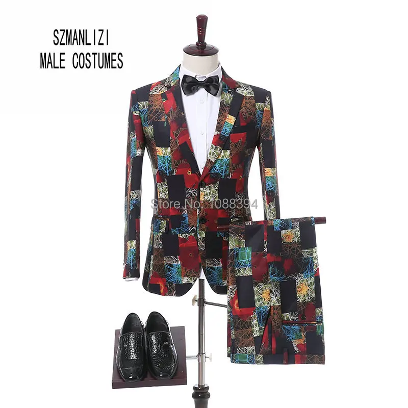 (Пиджак + брюки Бант) 2018 мужские костюмы с принтом на заказ формальное платье