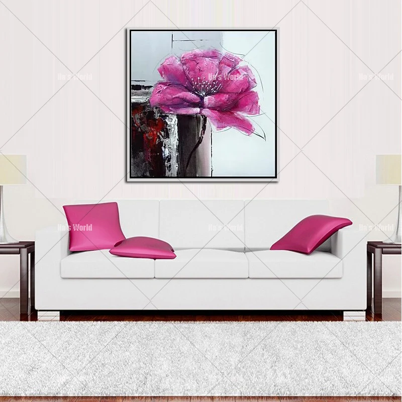 Современная абстрактная картина маслом на холсте с цветами ручной работы