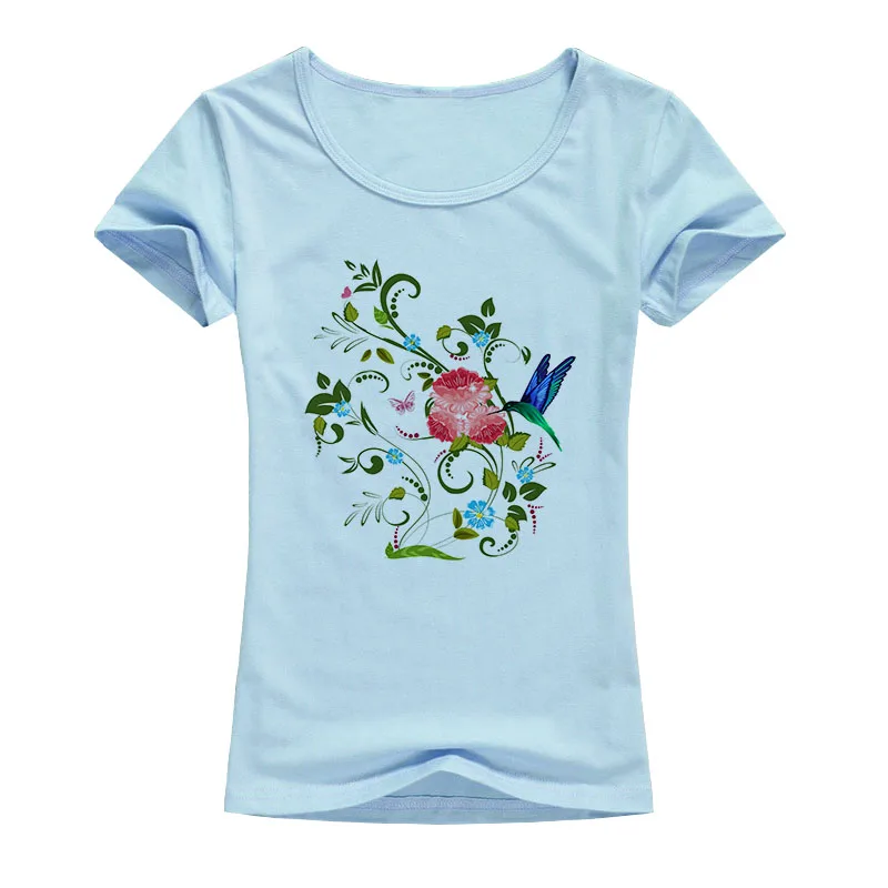 2017 летняя футболка с креативным дизайном принтом цветов и птиц забавная модная