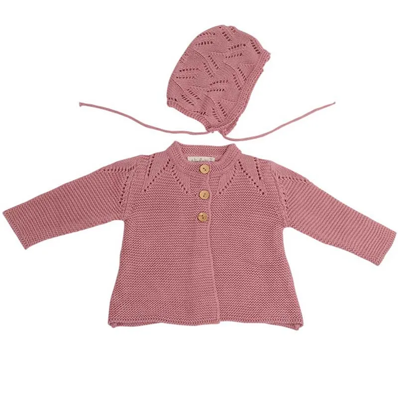 235-1 Pink Брендовый кардиган для маленьких девочек, детская одежда, Осенние вязаные хлопковые пальто для малышей, милая верхняя одежда для новорожденных - Цвет: 235-1 Pink