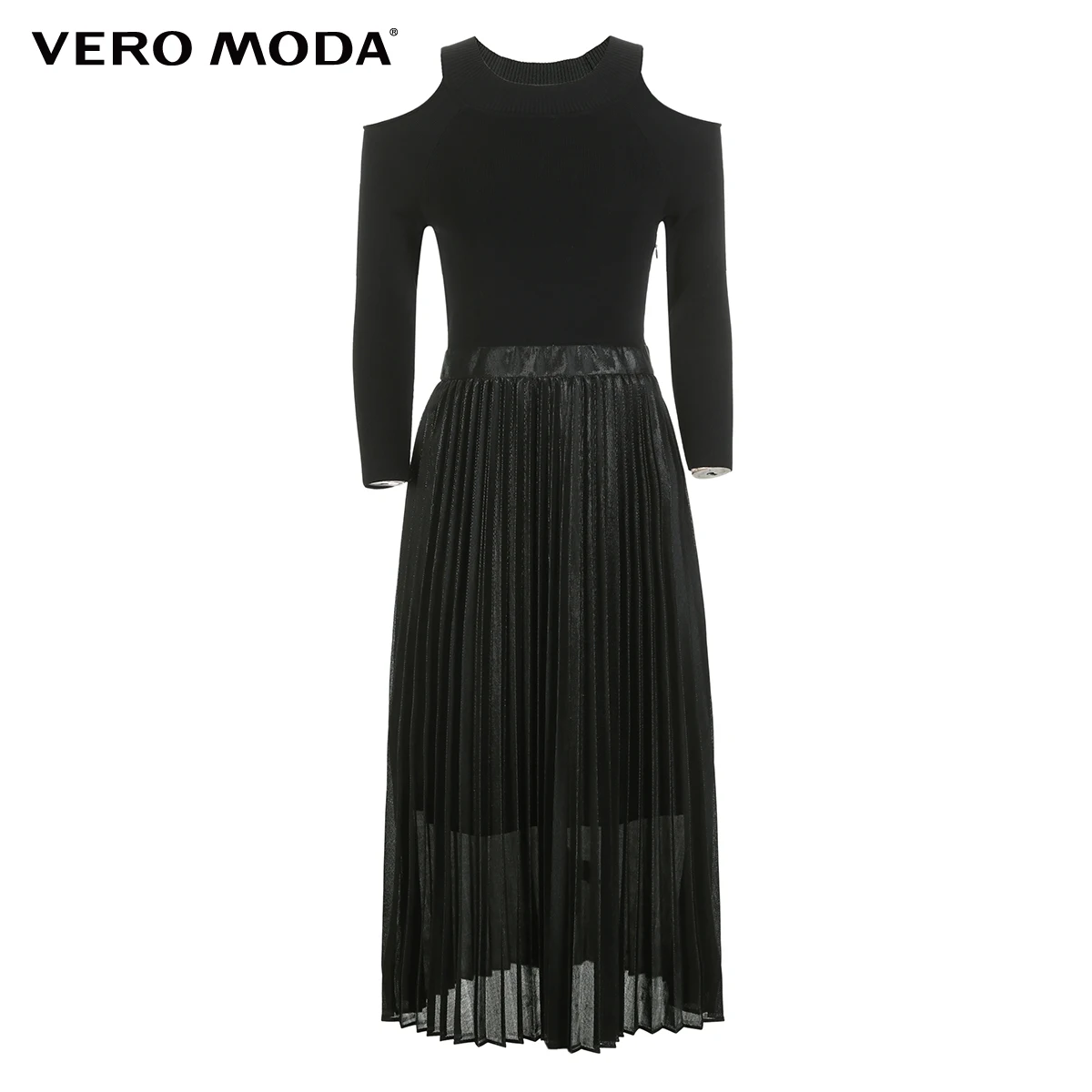 Vero Moda Новое Женское трикотажное Плиссированное длинное платье с открытыми плечами | 31837C517