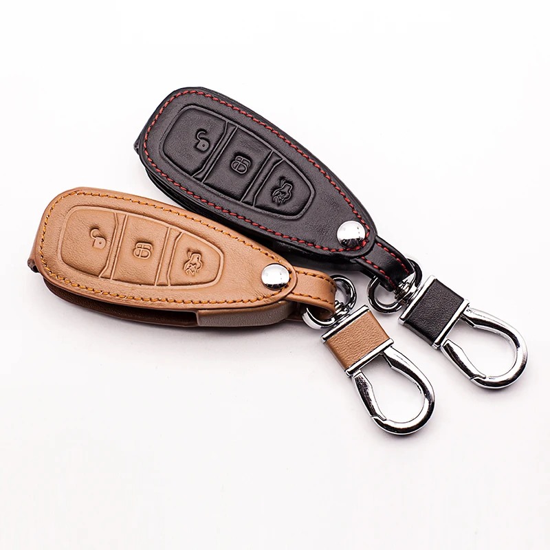 2019 leather wallet remote key case for Ford Focus 3 4 MK3 Kuga Escape Ecosport New Fiesta ST RS car keys accessories | Автомобили и