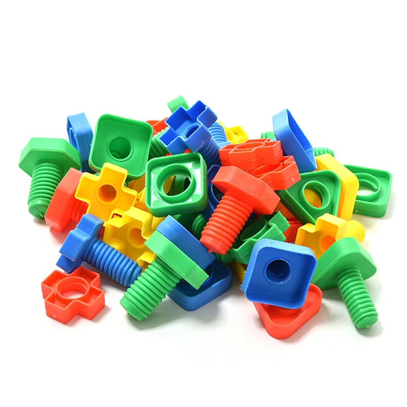 500 г/пакет детские развивающие красочные пластиковые винты гайки
