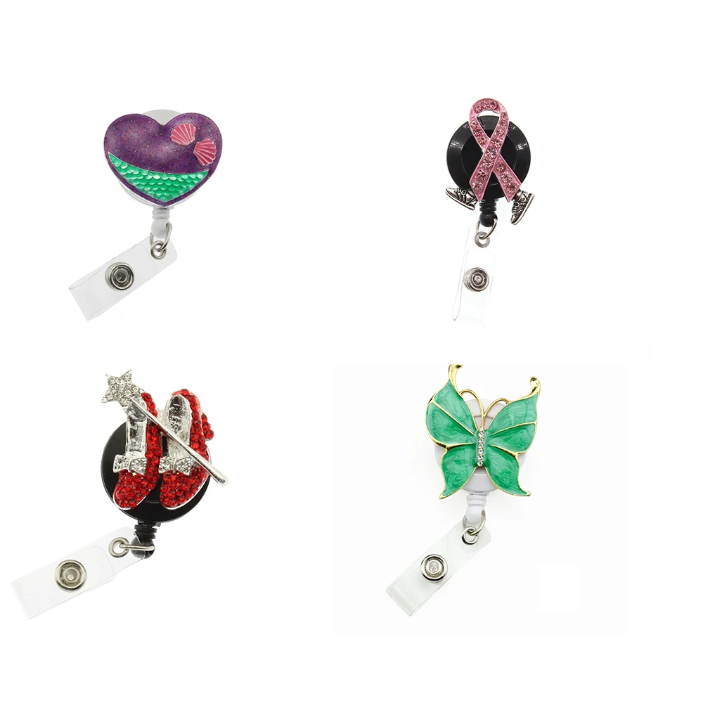 

4 Style Animal Butterfly Heart Ribbon Shoes Retractable Yoyo Badge Reel Holder For Doctor Medical Student Office Supplier