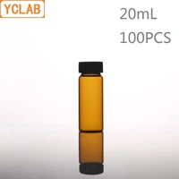 yclab 100pcs 20ml glass sample bottle brown amber screw with plastic cap and pe pad laboratory chemistry equipment