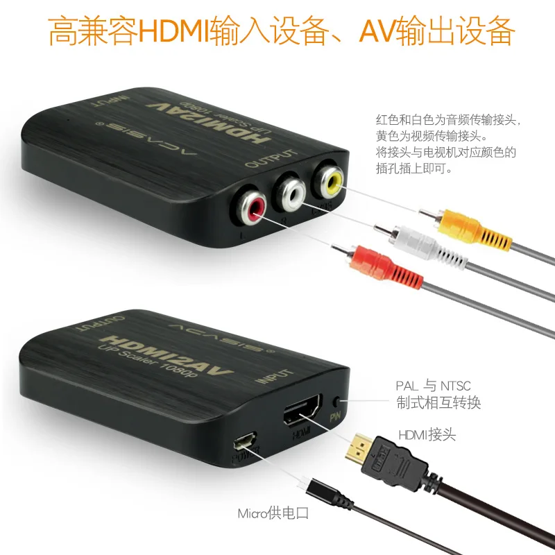 Acasis 1080P HDMI в SCART AV конвертер адаптер коробка HDMI2AV HD видео аудио Scart out для PS4 DVD старый