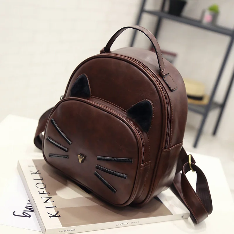 Шоколад Fzmбаи Mochila Mujer Ретро котенок шаблон Женский рюкзак корейская мода все-матч школьный рюкзак - Цвет: Шоколад