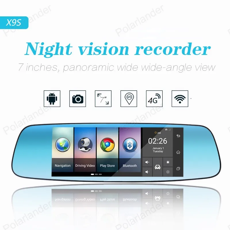 4 г Android 5.1 Видеорегистраторы для автомобилей GPS два объектива зеркало заднего