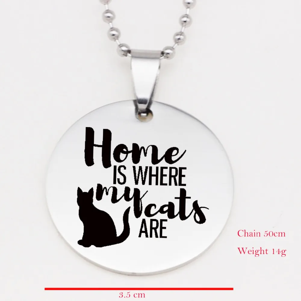 Creativity Letter Necklace Keychain Home Is Where My Cats Are Gift For Friend Accept Drop Shipping YP6176 | Украшения и