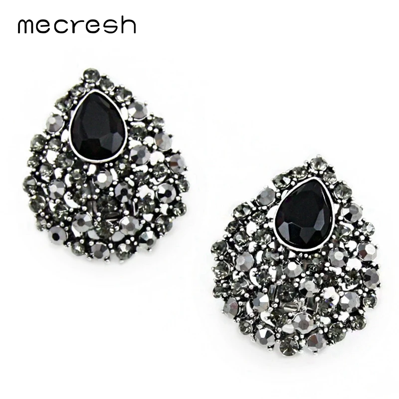 Mecresh Кристалл Teardrop Серьги клипсы для День Святого Валентина корейский