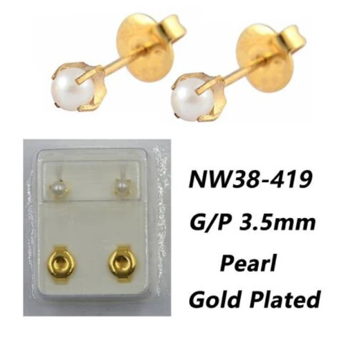 NW38-419 Пара уха шпильки для пирсинга Push-Back серьги хряща Tragus шпилька с полным круглым, сердечко с драгоценным камнем, жемчугом, бабочкой очарование цветок маргаритки - Окраска металла: NW38-419