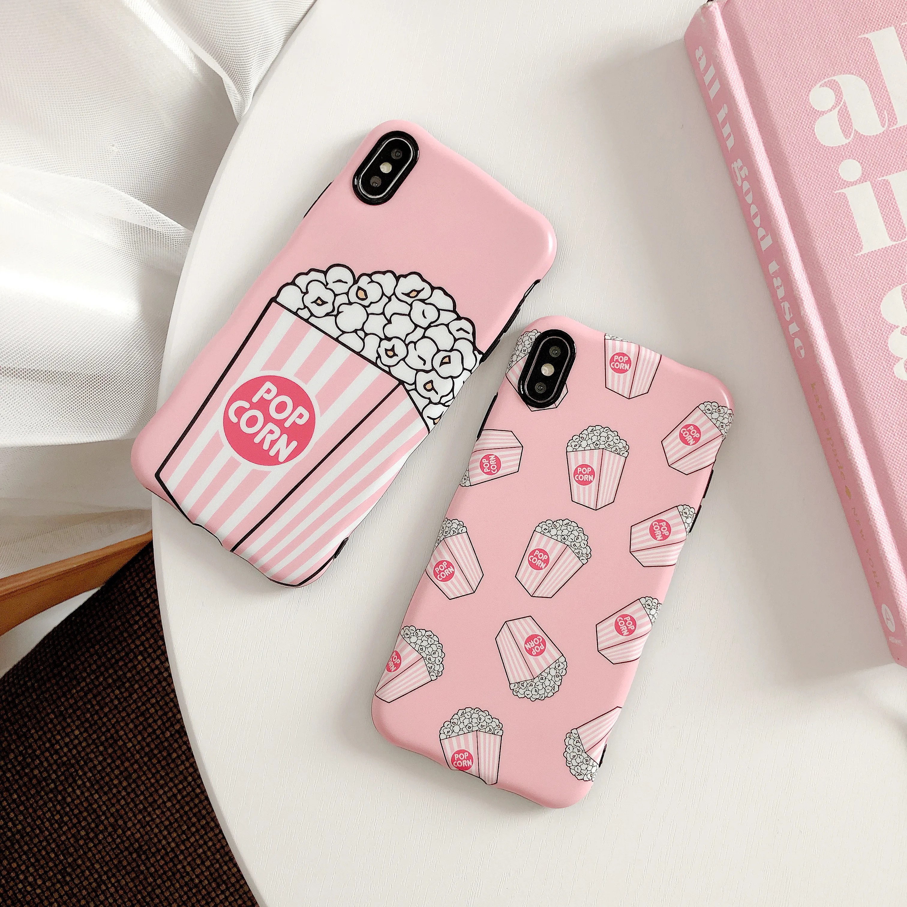 PEIPENG Cute Pink Popcorn Phone Case For iphone 6 6S 7 8 Plus X XR XS MAX Ultra-thin Silicone Soft imd Back Cover Coque | Мобильные