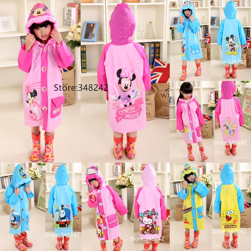 Детский плащ дождевик для детей с героями мультфильмов непромокаемое пальто