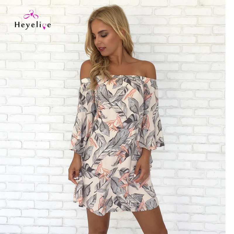 Новый бикини Для женщин плечо от Cover-Up летние платья печати Сексуальная пляжное