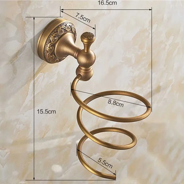 Hair Dryer holder Антикварные аксессуары для ванной комнаты, держатель для туалетной бумаги, держатель для полотенец, держатель для зубных щеток, мыльница, крючок для одежды, медные аксессуары для ванной комнаты - Цвет: Hair Dryer holder