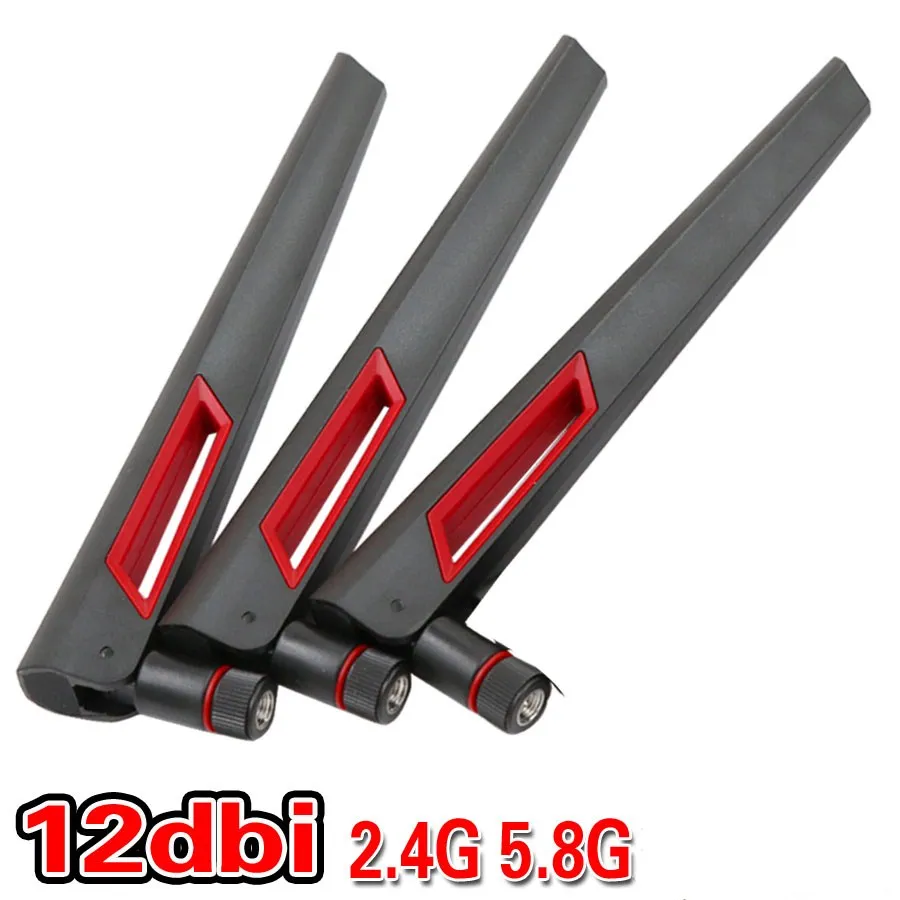 2 шт./лот, мощный сигнал 12dbi, Двухдиапазонная wifi антенна, 2,4G, 5G, 5,8G, RP SMA, Женский универсальный усилитель, WLAN маршрутизатор, антенный усилитель